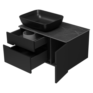 Подвесная тумба под раковину Misty Роял 80 см П-Роя-01080-021П2Я черный